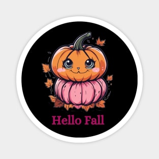 Hello Fall Kawaii Pumpkin Magnet